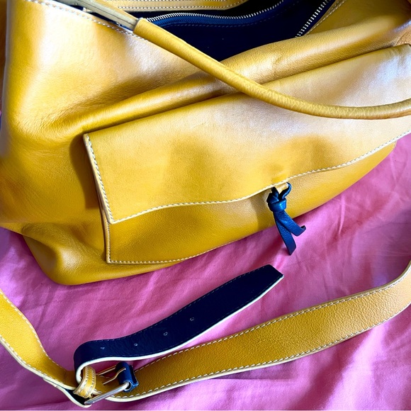 Handbags - Butter-soft, very gently used, mustard yellow genuine leather tote.